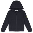 Boys Blue Logo Hooded Zip Up Top, 1, hi-res