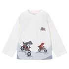 Boys Ivory Dinosaur Long Sleeve Top, 1, hi-res