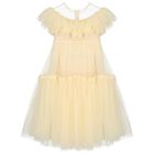 Girls Beige Tulle Dress, 1, hi-res