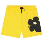 Girls Yellow Daisy Shorts, 1, hi-res