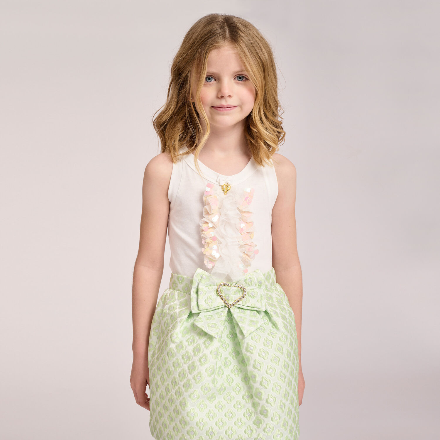 Girls White Sequin Top, 1, hi-res