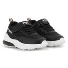 Boys Black Logo Trainers, 1, hi-res