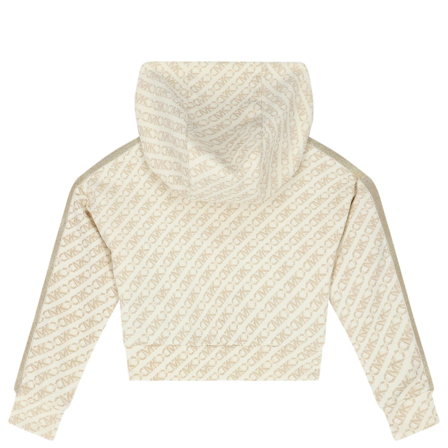 Girls Beige Logo Hooded Zip Up Top, 1, hi-res image number null