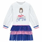 Girls White, Pink & Blue Logo Dress Set, 1, hi-res
