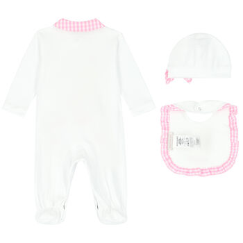 Baby Girls White & Pink Tweety Bird Babygrow Set