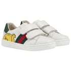 Younger Boys White Web Striped Logo Trainers, 1, hi-res