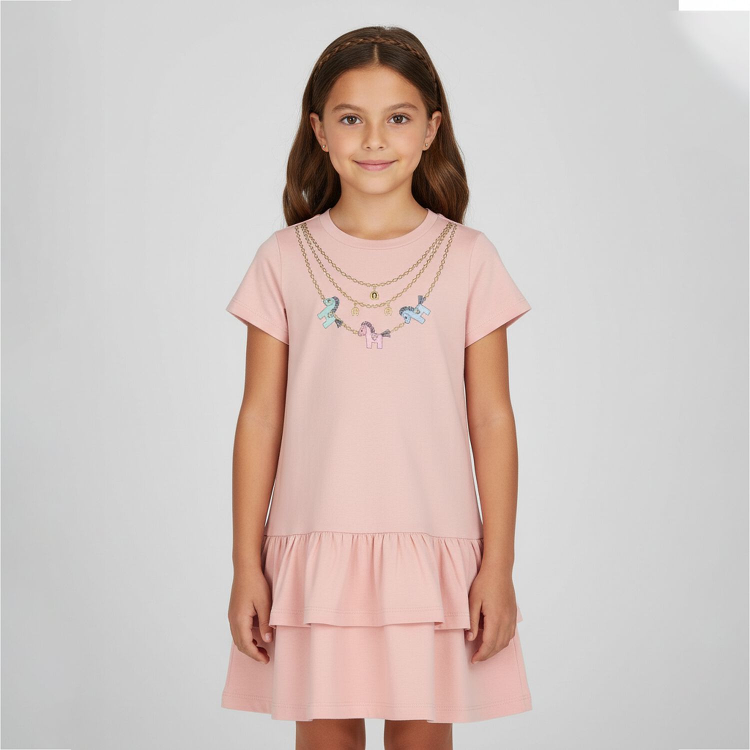 Girls Pink Logo Dress, 2, hi-res image number null