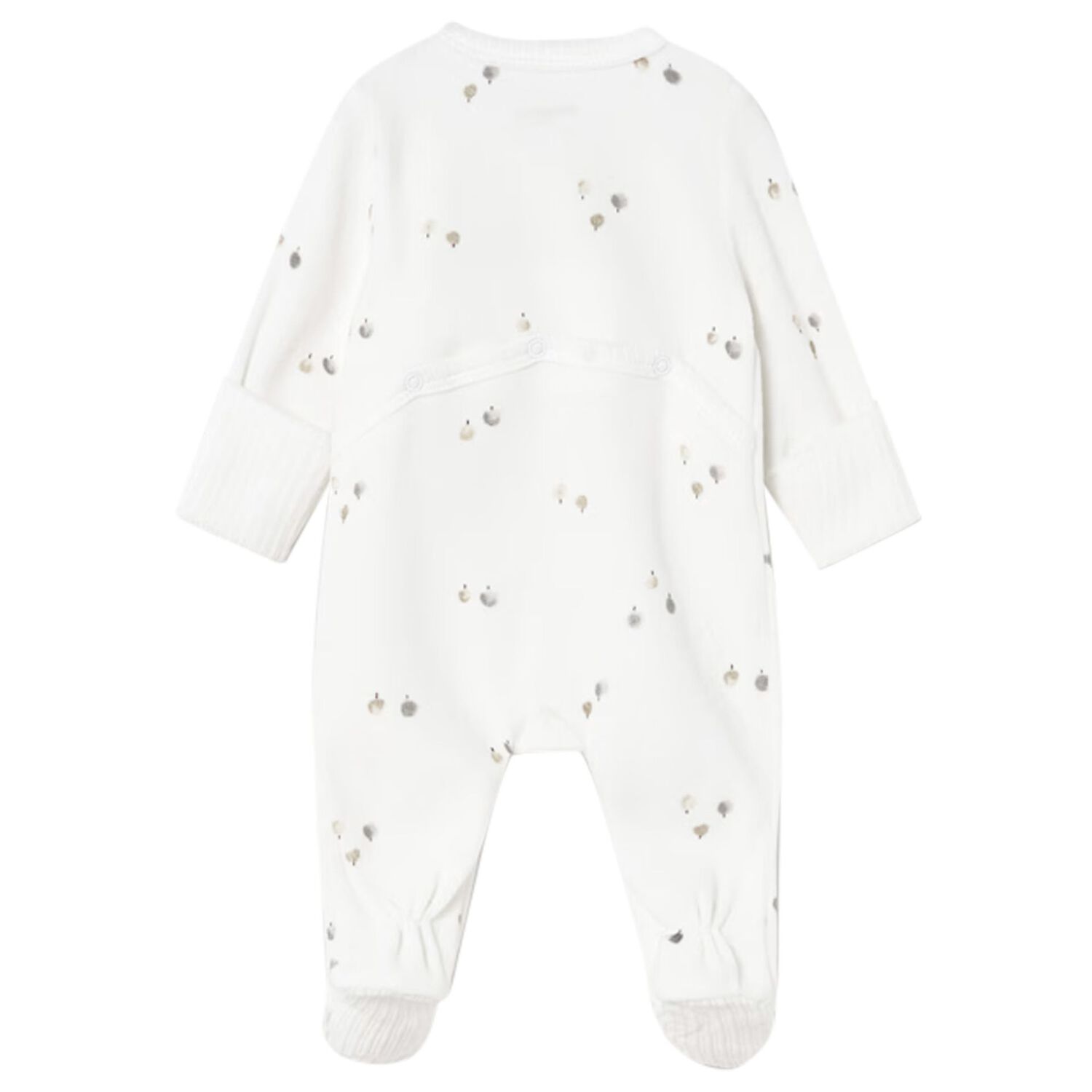 White Velour Babygrow, 1, hi-res