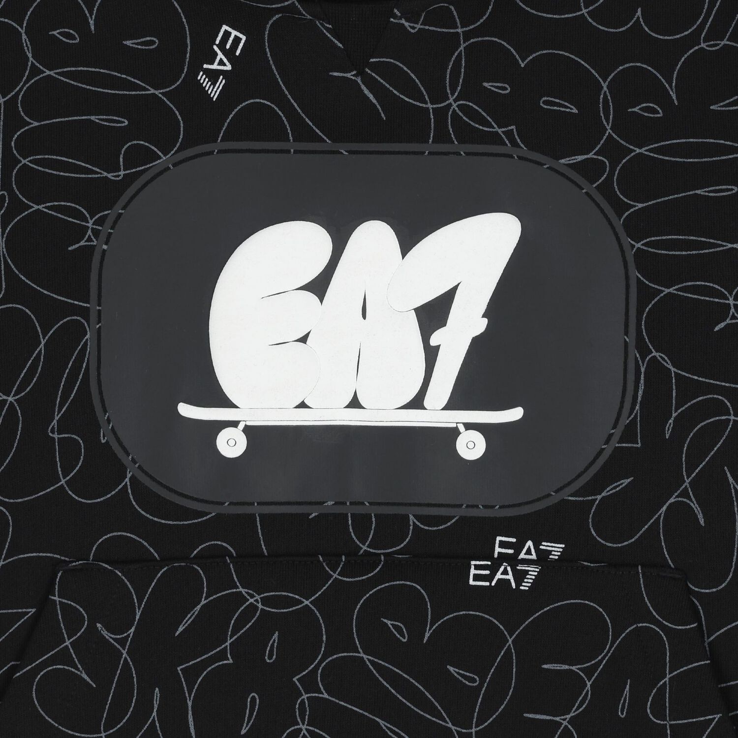 Boys Black Logo Hooded Top, 1, hi-res
