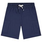 Boys White & Navy Blue Shorts Set, 2, hi-res