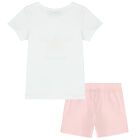 Girls White & Pink Horse Pyjamas, 2, hi-res