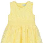 Girls Yellow Cut-Out flowers Dress, 1, hi-res