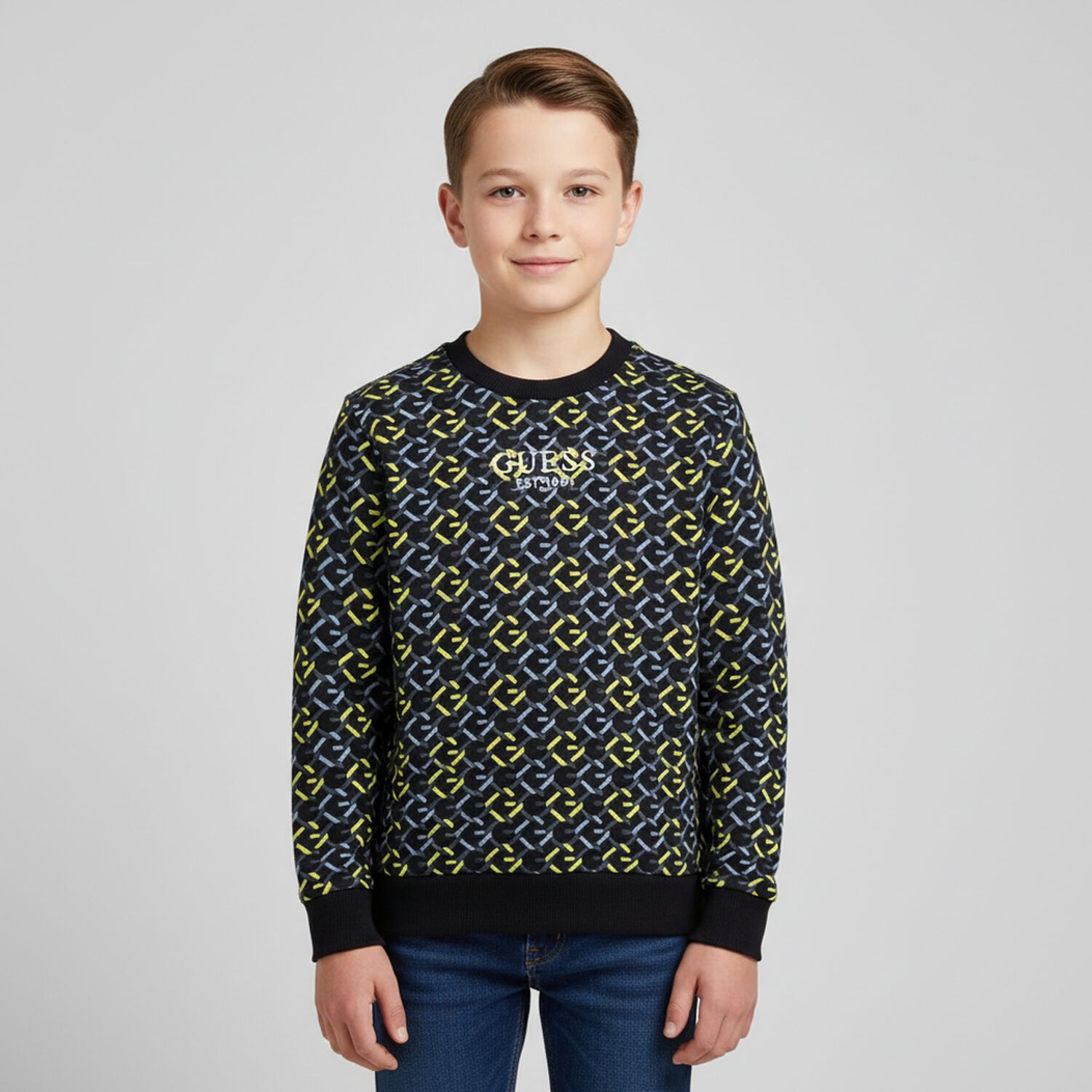 Boys Navy Blue Logo Sweatshirt, 1, hi-res