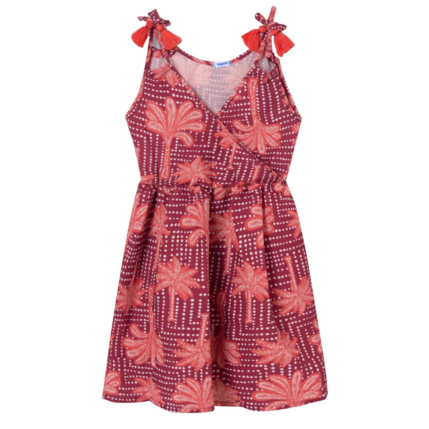 Girls Orange & Pink Palm Tree Dress, 1, hi-res image number null
