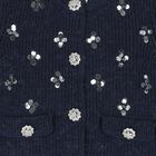 Girls Navy Blue Knitted Sequin Cardigan, 1, hi-res
