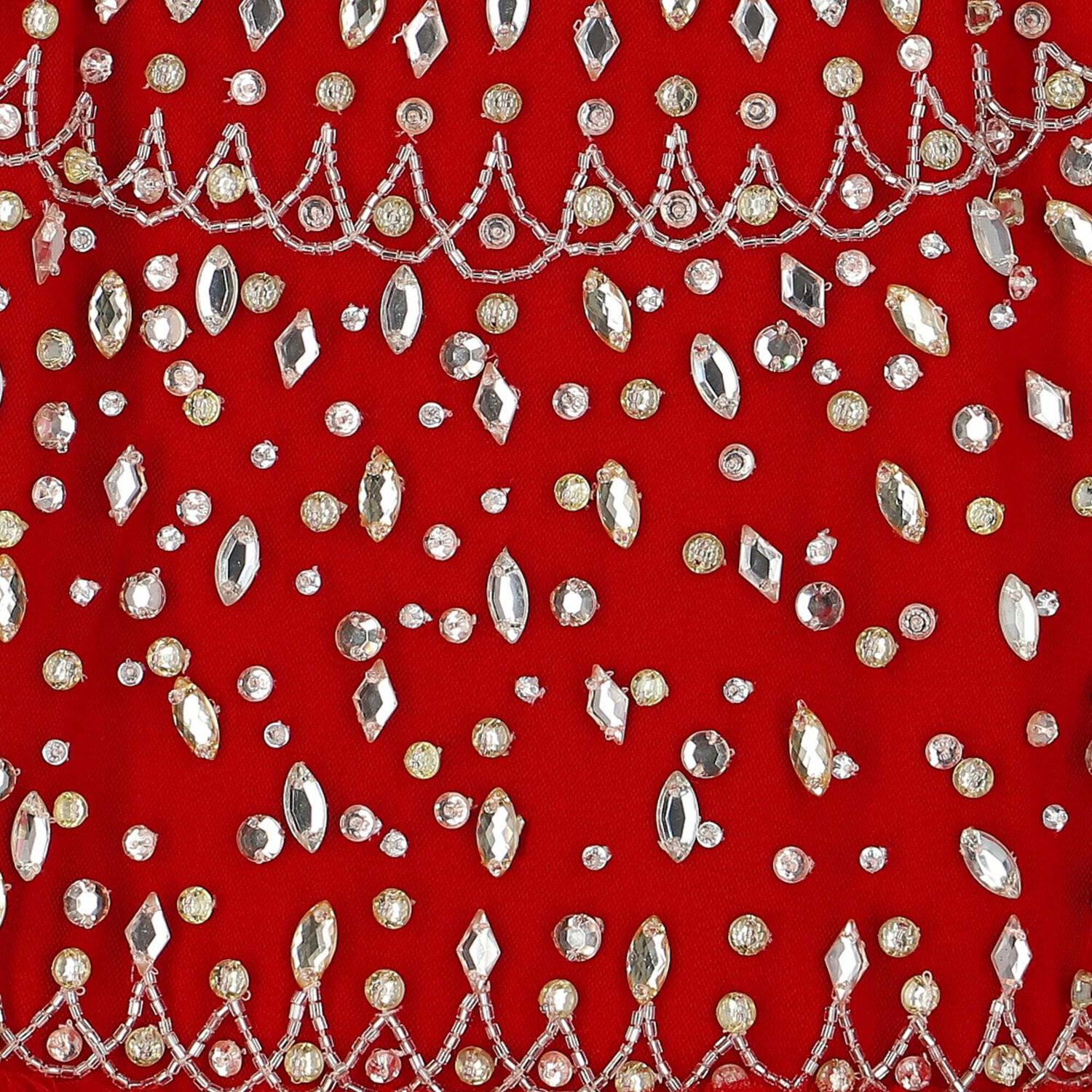 Girls Red Embellished Tulle Dress, 1, hi-res image number null