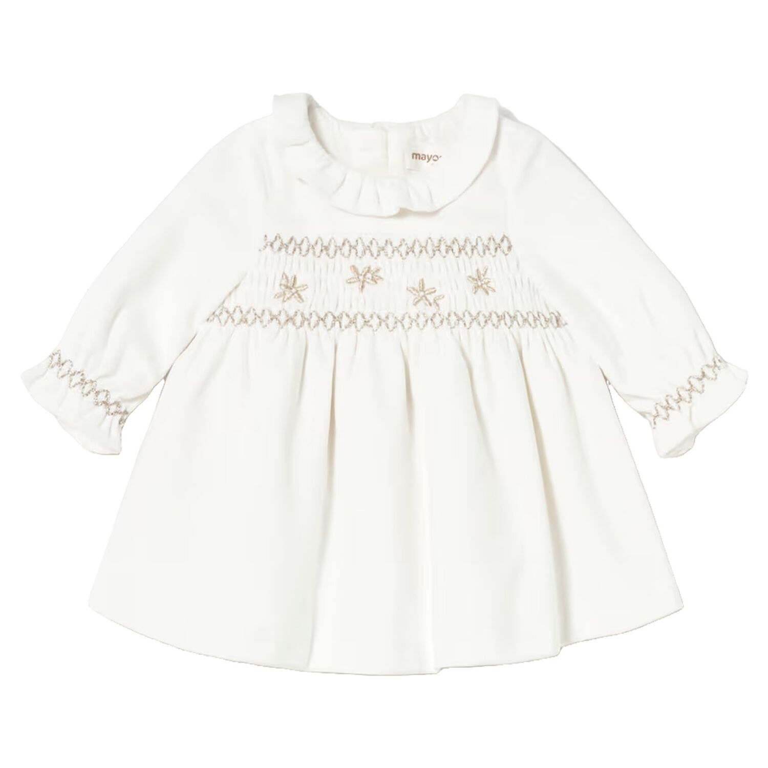 Baby Girls Ivory Embroidered Dress, 2, hi-res