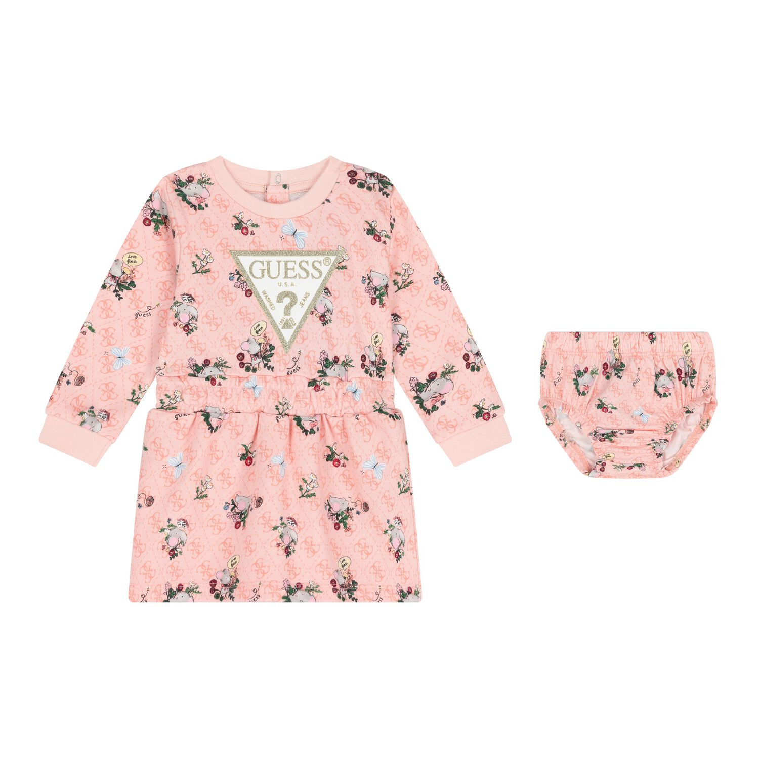 Baby Girls Pink Logo Dress Set, 1, hi-res