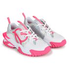 Girls White & Pink Logo Trainers, 1, hi-res