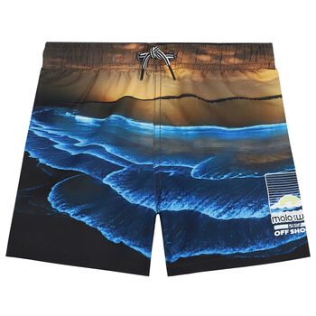 Boys Blue & Black Ocean Swim Shorts