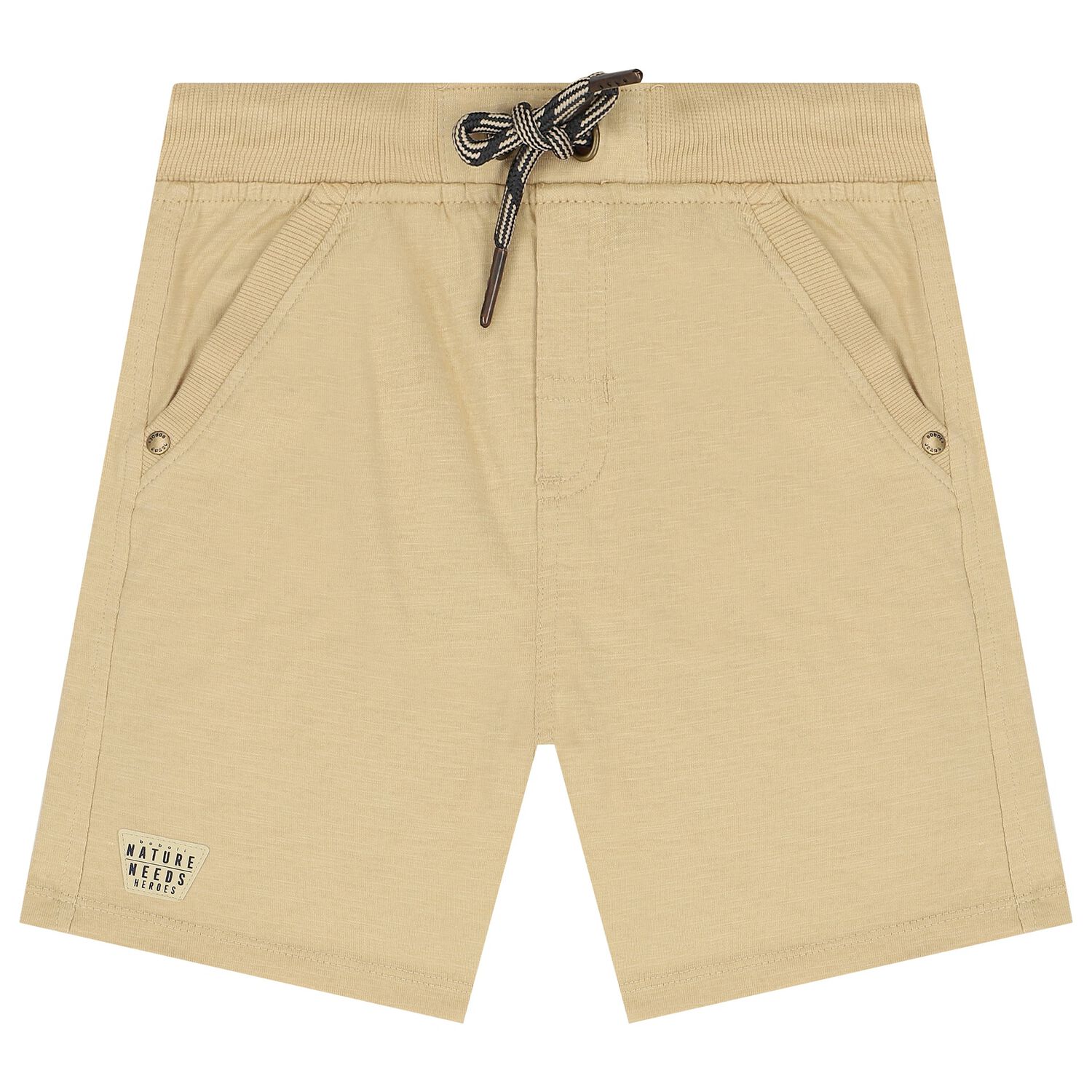 Boys Beige Logo Shorts, 1, hi-res