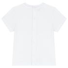 Younger Girls White & Beige Teddy Bear Shorts Set, 1, hi-res