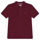 Boys Burgundy Logo Polo Shirt, 4, hi-res