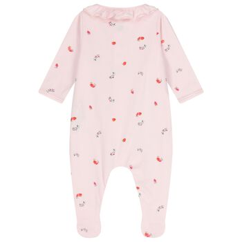 Baby Girls Pink Strawberry Babygrow
