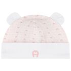 Baby Girls White & Pink Teddy Bear Hat, 3, hi-res