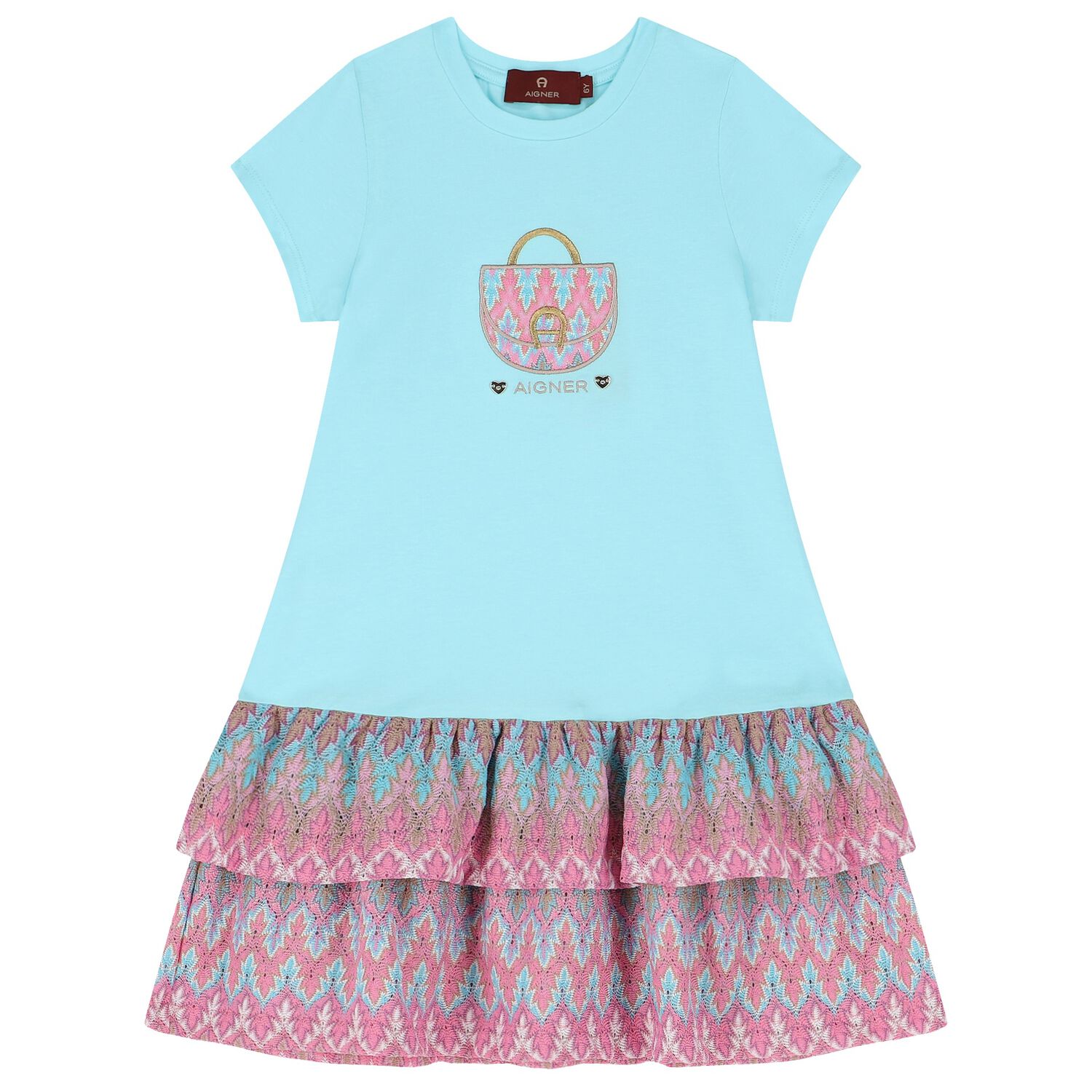 Girls Blue Logo Bag Dress, 2, hi-res