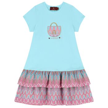 Girls Blue Logo Bag Dress