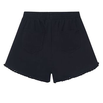 Girls Black Fringe Shorts