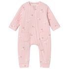 Baby Girls Pink Ribbed Babygrow, 2, hi-res