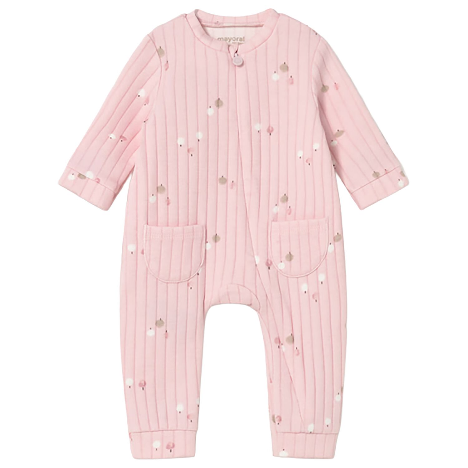 Baby Girls Pink Ribbed Babygrow, 2, hi-res