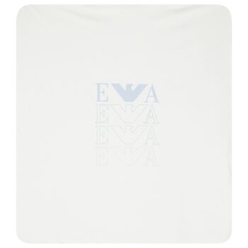 Baby Boys Ivory & Blue Logo Baby Blanket