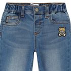 Younger Boys Blue Teddy Bear Logo Jeans, 1, hi-res