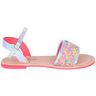 Girls Iridescent Silver Sequin Sandals, 1, hi-res