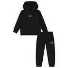 Boys Black Logo Tracksuit, 3, hi-res