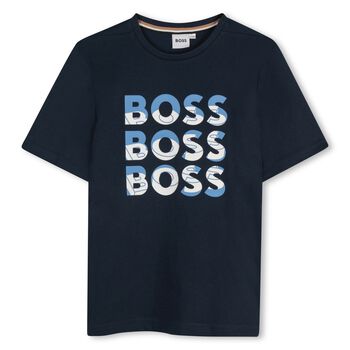Boys Navy Blue Logo T-Shirt