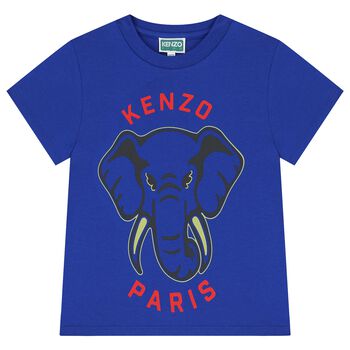 Boys Blue Elephant Logo T-Shirt