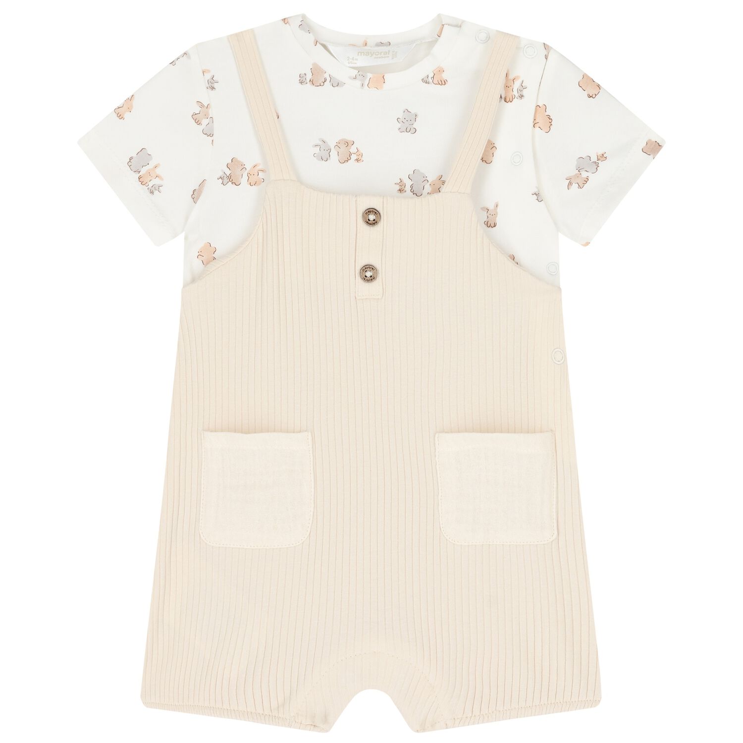 Beige & Ivory Baby Bunny Romper, 1, hi-res