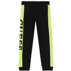Boys Black & Green Logo Joggers, 1, hi-res