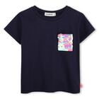 Girls Navy Blue Sequin T-Shirt, 1, hi-res