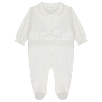 Baby Girls Ivory Bow Babygrow