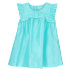 Baby Girls Blue Ruffled Dress, 1, hi-res