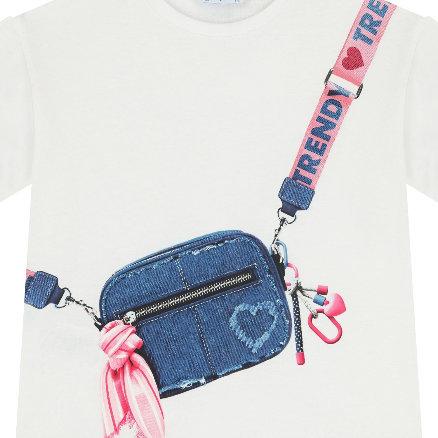 Girls White & Denim Blue Heart Leggings Set, 1, hi-res