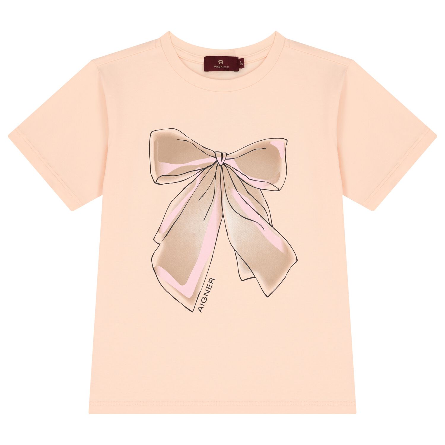 Girls Pink Bow T-Shirt, 2, hi-res