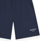 Boys Navy Blue Logo Shorts, 1, hi-res