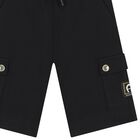 Younger Boys Black Logo Shorts, 1, hi-res
