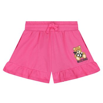 Girls Pink Teddy Bear Shorts